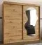 Kleiderschrank Lagginhorn 17, Farbe: Eiche Artisan, 2 Meter breit, ein Spiegel, 10 Fächer, Schiebetürenschrank, zwei Kleiderstangen, Aluminiumschienen