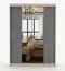 Schiebetürenschrank / Kleiderschrank | Spiegel | 61 x 150 x 200 cm | Sonoma Eiche / Grau | Bucegi  07 | 2 Türen | Griffe: Aluminium | 6 Fächer