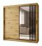 Kleiderschrank / Schiebetürenschrank | dekorative Spiegeltür | Farbe: Eiche Artisan | 10 Fächer | 2 Kleiderstangen | 200 x 62 x 200 cm | für Schlafzimmer