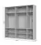 Großer Kleiderschrank mit drei Glastüren Neiafu 15, Farbe: Kaschmir, Maße: 224 x 227 x 56 cm, inkl. Innenbeleuchtung, Soft-Close-Funktion, drei Kleiderstangen