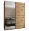 Kleiderschrank / Schiebetürenschrank | 245,5 x 190 x 64 cm | 2 Kleiderstangen | Spiegel | 2 Schiebetüren | Farbe: Eiche Artisan | Soft-Close | 11 Fächer