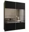 Kleiderschrank / Schiebetürenschrank | Farbe: Schwarz | 11 Fächer | 2 Schiebetüren | 245,5 x 190 x 64 cm | Spiegel | Soft-Close | 2 Kleiderstangen