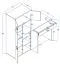 Jugendzimmer - Schreibtisch mit Schrankanbau Garian 11, Farbe: Eiche / Grau - Abmessungen: 152 x 151x 50 cm (H x B x T)