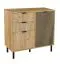 Schmale Kommode mit zwei Türen Luanco 03, Farbe: Eiche Gold Craft, Griffe und Beine: Metall, Maße: 88 x 87,8 x 40,5 cm, zwei Schubladen, drei Fächer