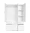 Drehtürenschrank / Kleiderschrank Messini 04, Farbe: Weiß / Weiß Hochglanz - Abmessungen: 198 x 136 x 54 cm (H x B x T)