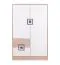 Kinderzimmer - Kommode Fabian 07, Farbe: Eiche Hellbraun / Weiß / Grau - 130 x 80 x 40 cm (H x B x T)