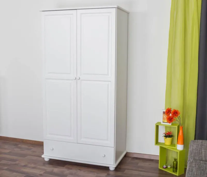 Kleiderschrank, Breite: 102 cm, Farbe: Weiß Abbildung