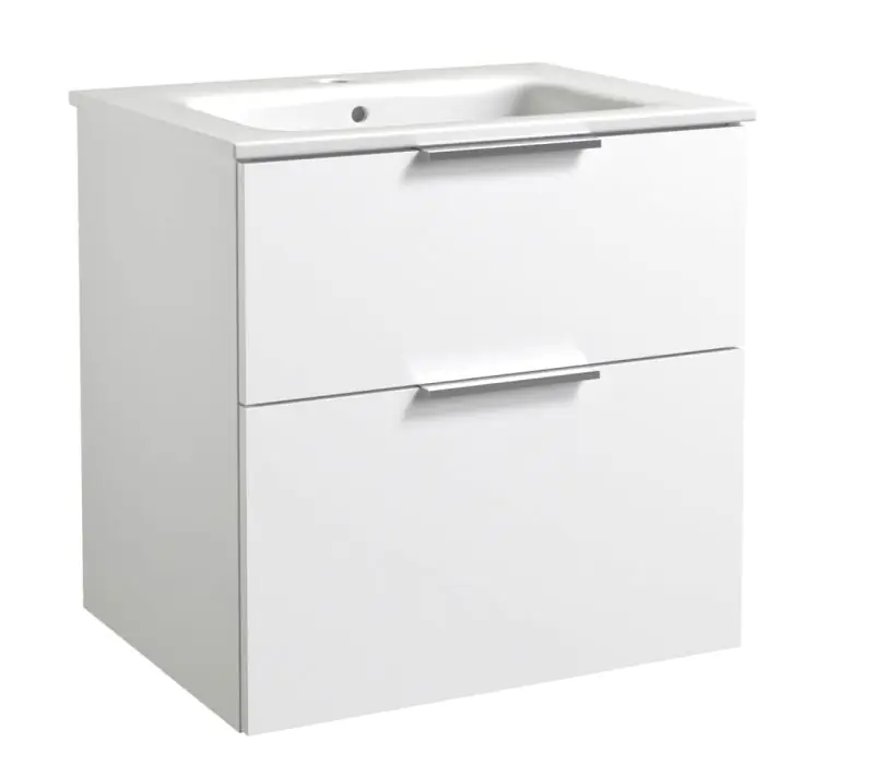 Waschtischunterschrank Ongole 07, Farbe: Weiß matt – Abmessungen: 62 x 61 x 46 cm (H x B x T)