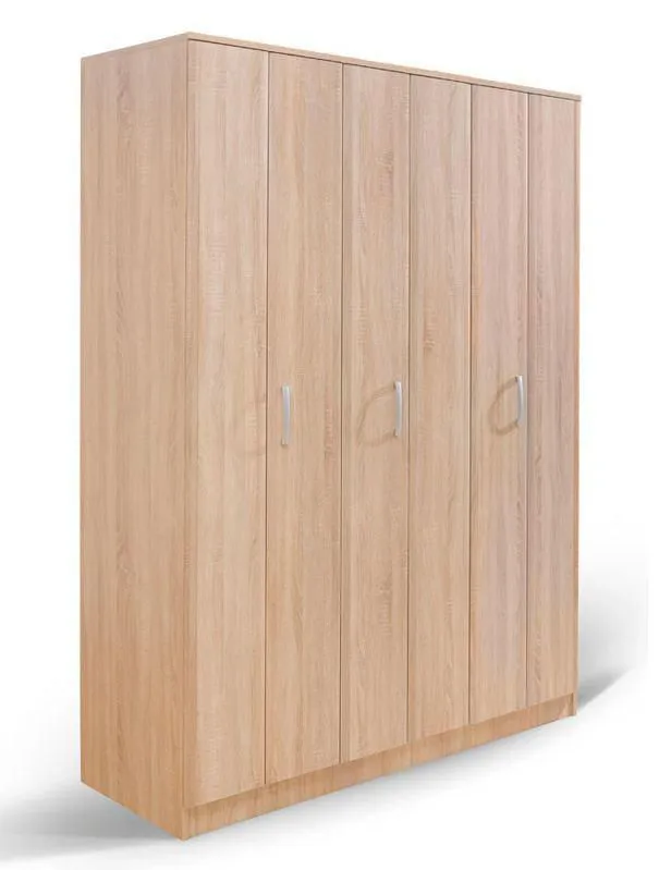 Schlafzimmer - Kleiderschrank, Farbe: Eiche Braun - 222 x 150 x 52 cm (H x B x T) Abbildung