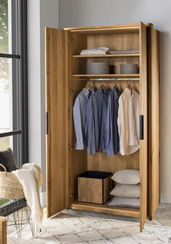106 cm breiter Kleiderschrank mit 2 Türen | Farbe: Natur Abbildung