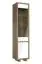 Schmale Vitrine Brisen 08, mit ABS Kantenschutz, 1 klare Glastür in Holz eingefasst, Braun / Weiß Hochglanz, Maße: 209 x 48 x 40 cm, 3 Holzeinlegeböden