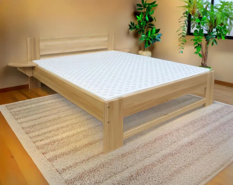 Doppelbett / Gästebett Buche massiv Vollholz natur 110, inkl. Lattenrost - Abmessung 160 x 200 cm