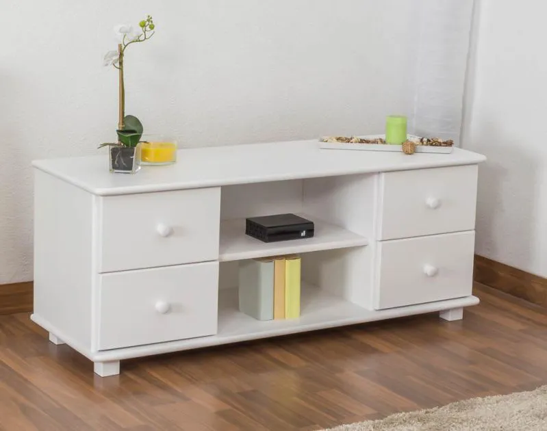 Fernsehtisch Massivholz Farbe: Weiß 55x136x47 cm Abbildung
