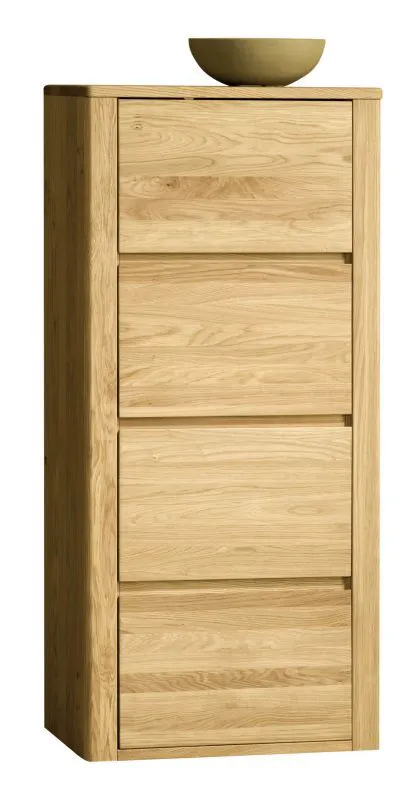 Kommode Jussara 14 | Eiche geölt | teilmassiv | 69 x 42 x 150 cm (L x T x H) | 4 Schubladen | Soft Close System