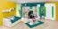 Jugendzimmer - Drehtürenschrank / Kleiderschrank Gabriel 15, Farbe: Weiß / Grün - 220 x 45 x 54 cm (H x B x T)