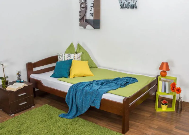 Bett 120 x 200 cm Buche massiv Dunkelbraun Abbildung