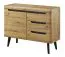 Elegante Kommode Polmadie 07, Farbe: Eiche Artisan / Schwarz - Abmessungen: 83 x 107 x 40 cm (H x B x T), mit zwei Fächern und drei Schubladen
