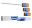 Hängende Wohnwand Volleberg 60, Farbe: Weiß / Eiche Wotan - Abmessungen: 150 x 250 x 40 cm (H x B x T), mit blauer LED-Beleuchtung