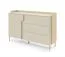 Wohnzimmer Set A | 4-teilig | Farbe: Eiche Mavelie / Macadamia | Push-to-open Funktion | Beine aus Metall | 3 Kommoden | 1 TV-Unterschrank | ABS-Kanten