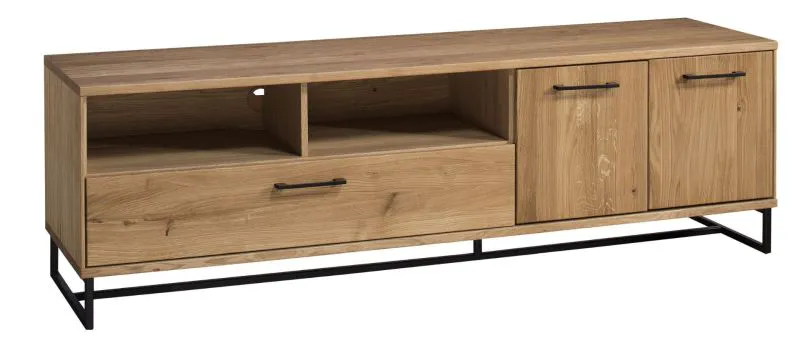 TV-Unterschrank Manaus 03, Farbe: Natur, Eiche teilmassiv – 54 x 181 x 48 (H x B x T)