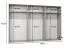 Schlafzimmerschrank mit Spiegel | 3 Fächer | Farbe: Weiß | 3 Kleiderstangen | Kleiderschrank | Griffe: Kaschmir | Maße: 300 x 52 x 202 cm | Soft-Close-Funktion