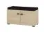 Sitzbank mit Stauraum | 2 Drehtüren | Farbe: Eiche light Port | gepolstertes Sitzkissen | 2 Fächer | Maße: 77 x 35 x 40,5 cm | Beine & Griffe: Schwarz