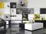 Jugendzimmer - Couchtisch Marincho 68, Farbe: Weiß / Schwarz - Abmessungen: 97 x 93 x 31 cm (B x T x H)
