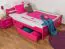 Jugendbett "Easy Premium Line" K4, inkl. 2 Schubladen und 1 Abdeckblende, 140 x 200 cm Buche Vollholz massiv rosa lackiert