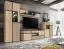 Modernes Wohnzimmer - Set A Jordalsgrenda, 4-teilig, Farbe: Eiche / Schwarz, inkl. LED-Beleuchtung, Push-to-open Funktion, zwei Kommoden, ein TV-Schrank, ein Wandregal