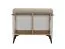 Schuhschrank mit Sitzfläche | 2 Fächer | 80,5 x 35 x 48 cm | Eiche Cremona / Beige | Griffe: Metall | Metallbeine | 2 Türen | ABS-Kanten