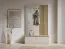 Garderobe | 120 x 34 x 202 cm | Eiche Artisan / Beige-Kaschmir | mit Spiegel | 5 Haken | 2 Kipptüren | 2 Fächer | Alexandroupoli 01