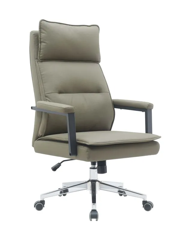 Bürostuhl aus Kunstleder Tawi 02, drehbar und höhenverstellbar, 109-117 x 49 x 71 cm, in Olivgrün, ergonomisch geformte Rückenlehne