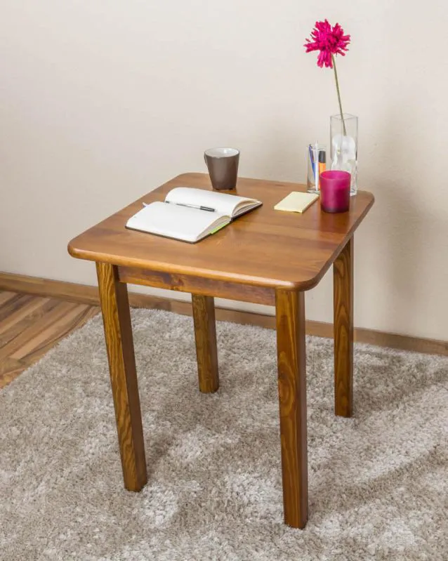 Holztisch Tisch 60x60 cm Kiefer massiv, Farbe: Eiche Abbildung