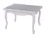 Eleganter Couchtisch Bignona 21 mit geschwungenen Tischbeinen, Farbe Kiefer weiß, 76 x 76 x 55 cm, ABS Kanten, glatte Oberfläche