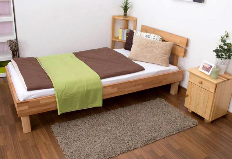Kernbuche-Bett massiv | 100 x 200 cm | Kernbuche | Geölt Abbildung
