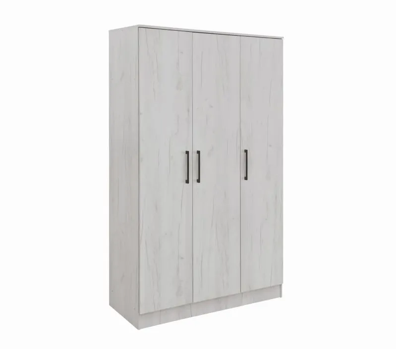 Drehtürenschrank / Kleiderschrank Sidonia 04, Farbe: Eiche Weiß - 200 x 123 x 53 cm (H x B x T)
