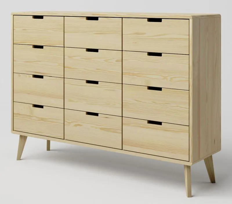 Kommode Kiefer massiv natur Aurornis 41 - Abmessungen: 104 x 142 x 40 cm (H x B x T)
