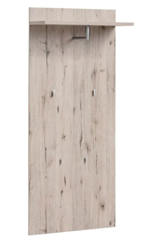 Garderobe mit vier Haken Sviland 13, Farbe: Eiche Wellington - Abmessungen: 160 x 60 x 28 cm (H x B x T), mit einer Ablage