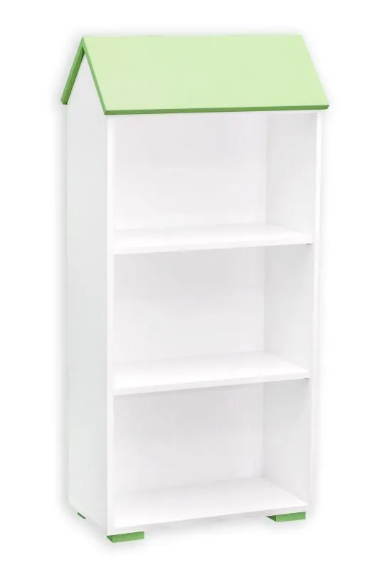 Kinderzimmer - Bücherregal Daniel 02, Farbe: Weiß / Grün - 130 x 62 x 30 cm (H x B x T)