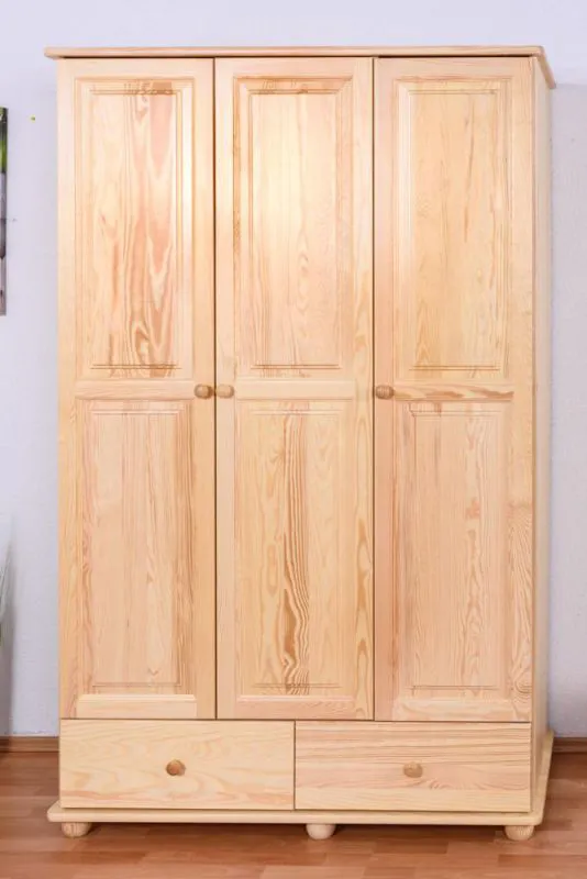 Schlafzimmer - Kleiderschrank, Kiefer Vollholz massiv natur - Abmessungen: 195 x 123 x 59 cm (H x B x T) Abbildung