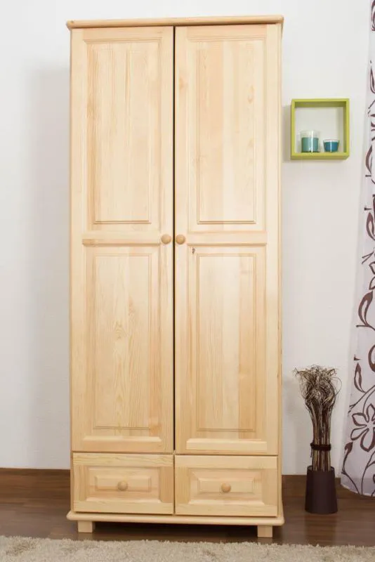 Kleiderschrank massiv, Farbe: Natur 190x90x60 cm Abbildung