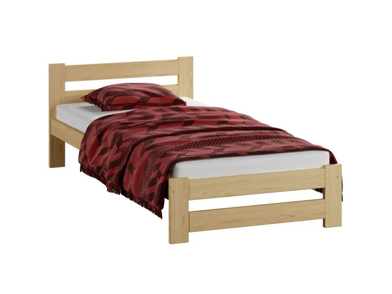 Einzelbett Nagol 01, Kiefer Vollholz massiv, Farbe: Naturbelassen Kiefer - Liegefläche: 80 x 200 cm (B x L)