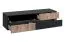 TV-Unterschrank | geriffelte Front | Farbe: Schwarz / Eiche Vicking / Schwarzer Marmor | Push-to-open Funktion | 160 x 45 x 42 cm | 3 Schubladen | 1 Kipptür