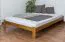 Doppelbett / Gästebett Kiefer Vollholz massiv Eichefarben A10, inkl. Lattenrost - Abmessung 160 x 200 cm