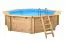 Pool aus Kiefernholz Sunnydream 04, Natur, 5,30 x 1,36 Meter, inklusive Premium Filteranlage, Filtermedium, Poolleiter, Poolfolie, Boden- und Wandvlies, Edelstahl-Eckverbindungen