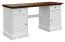 Schreibtisch Gyronde 23, Kiefer massiv Vollholz, Farbe: Weiß / Walnuss - 77 x 155 x 53 cm (H x B x T)