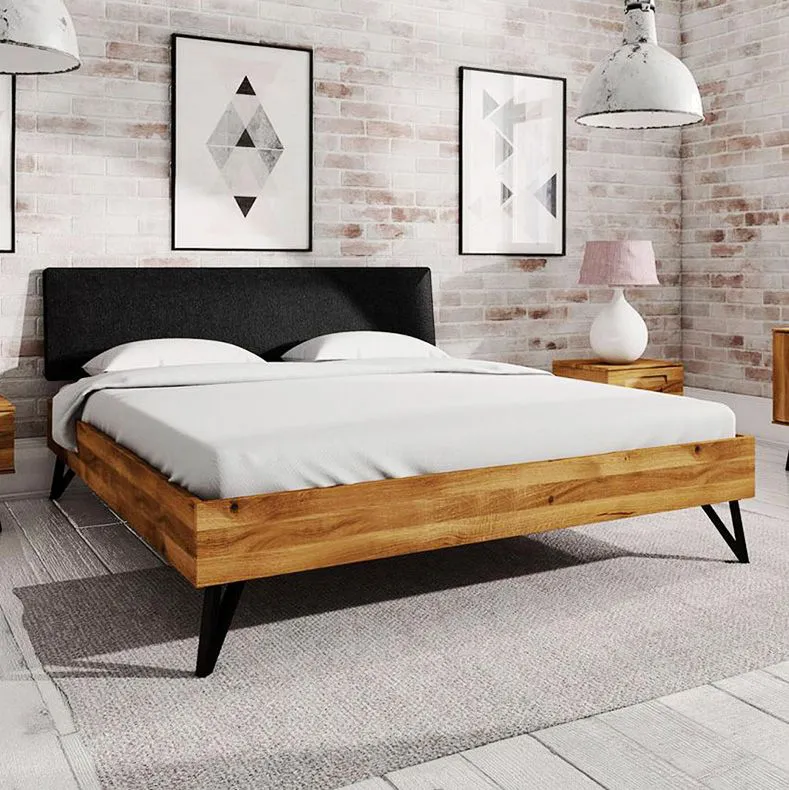 Eiche-Bett massiv | 90 x 200 cm | Wildeiche | Geölt | Natur Abbildung
