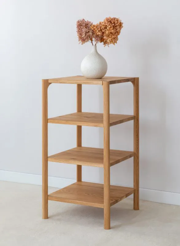 Regal | Massivholz | 3 Fächer | Höhe 80 cm | Eichenholz geölt | Farbe: Eiche | 43 x 43 x 80 cm | Seille 09