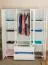 Kleiderschrank Kiefer Vollholz massiv weiß Junco 01 - Abmessung 195 x 162 x 59 cm