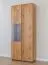 Vitrine Sienne 03 mit 2 Türen, 9 Einlegeböden, 11 Fächer, 205 x 84,5 x 37 cm, in Wildeiche gebürstet und geölt, Massivholz, inklusive LED-Beleuchtung